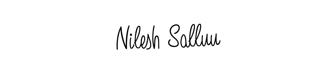 Make a beautiful signature design for name Nilesh Salluu. With this signature (Angelique-Rose-font-FFP) style, you can create a handwritten signature for free. Nilesh Salluu signature style 5 images and pictures png
