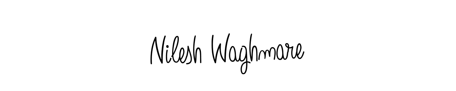 The best way (Angelique-Rose-font-FFP) to make a short signature is to pick only two or three words in your name. The name Nilesh Waghmare include a total of six letters. For converting this name. Nilesh Waghmare signature style 5 images and pictures png