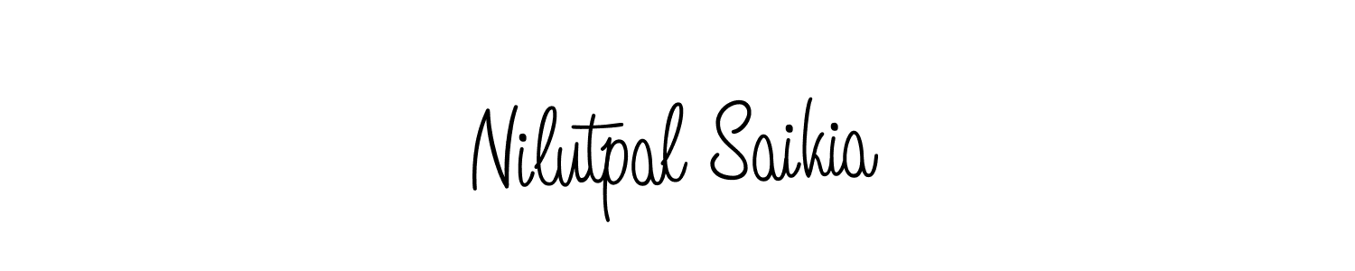 The best way (Angelique-Rose-font-FFP) to make a short signature is to pick only two or three words in your name. The name Nilutpal Saikia include a total of six letters. For converting this name. Nilutpal Saikia signature style 5 images and pictures png
