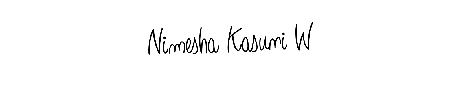 Make a beautiful signature design for name Nimesha Kasuni W. With this signature (Angelique-Rose-font-FFP) style, you can create a handwritten signature for free. Nimesha Kasuni W signature style 5 images and pictures png