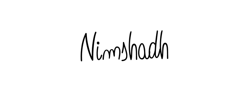 Make a beautiful signature design for name Nimshadh. With this signature (Angelique-Rose-font-FFP) style, you can create a handwritten signature for free. Nimshadh signature style 5 images and pictures png