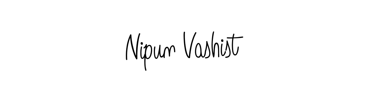 You should practise on your own different ways (Angelique-Rose-font-FFP) to write your name (Nipun Vashist) in signature. don't let someone else do it for you. Nipun Vashist signature style 5 images and pictures png