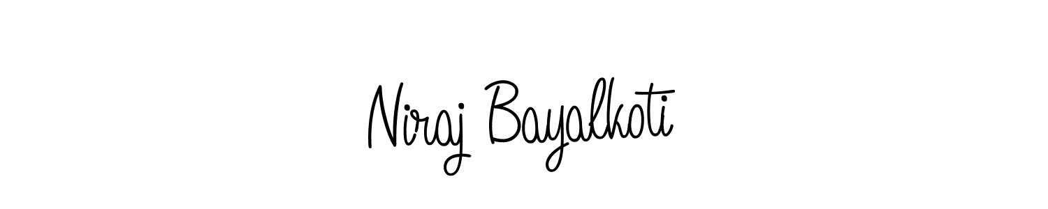 You should practise on your own different ways (Angelique-Rose-font-FFP) to write your name (Niraj Bayalkoti) in signature. don't let someone else do it for you. Niraj Bayalkoti signature style 5 images and pictures png