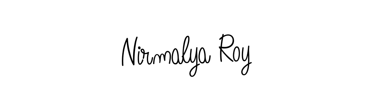 Use a signature maker to create a handwritten signature online. With this signature software, you can design (Angelique-Rose-font-FFP) your own signature for name Nirmalya Roy. Nirmalya Roy signature style 5 images and pictures png