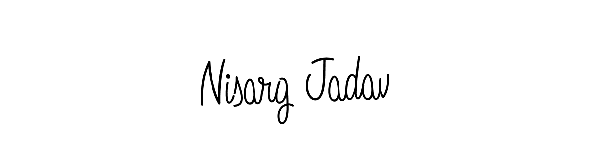 You should practise on your own different ways (Angelique-Rose-font-FFP) to write your name (Nisarg Jadav) in signature. don't let someone else do it for you. Nisarg Jadav signature style 5 images and pictures png