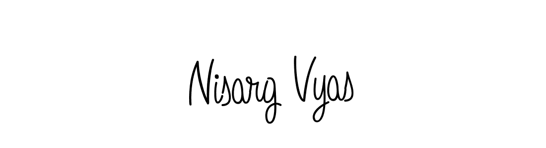 You should practise on your own different ways (Angelique-Rose-font-FFP) to write your name (Nisarg Vyas) in signature. don't let someone else do it for you. Nisarg Vyas signature style 5 images and pictures png