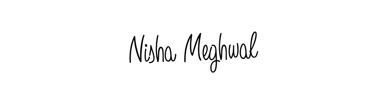 The best way (Angelique-Rose-font-FFP) to make a short signature is to pick only two or three words in your name. The name Nisha Meghwal include a total of six letters. For converting this name. Nisha Meghwal signature style 5 images and pictures png