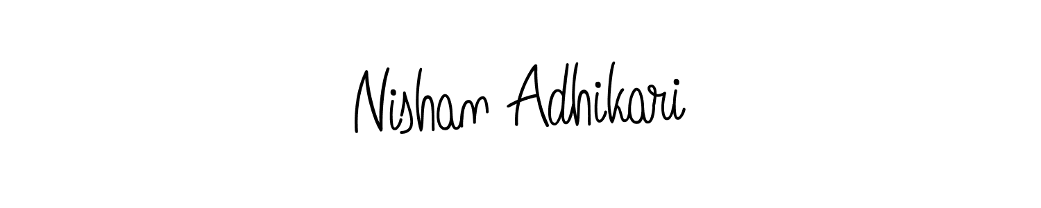 You should practise on your own different ways (Angelique-Rose-font-FFP) to write your name (Nishan Adhikari) in signature. don't let someone else do it for you. Nishan Adhikari signature style 5 images and pictures png