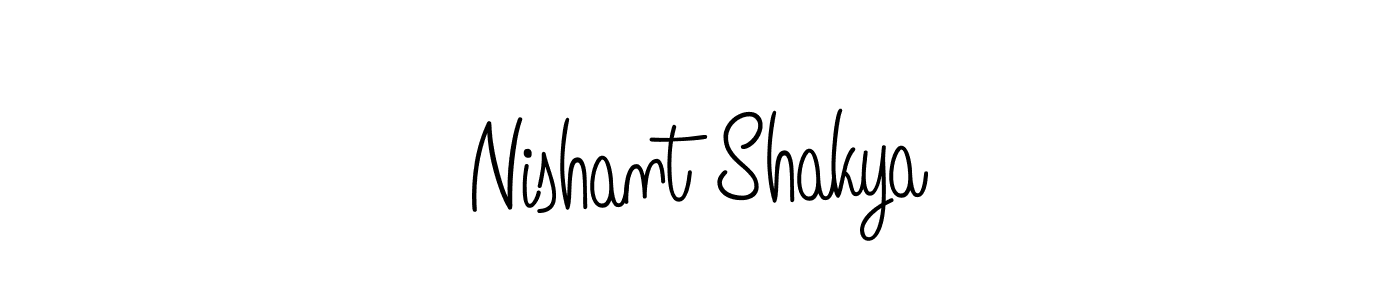 You should practise on your own different ways (Angelique-Rose-font-FFP) to write your name (Nishant Shakya) in signature. don't let someone else do it for you. Nishant Shakya signature style 5 images and pictures png
