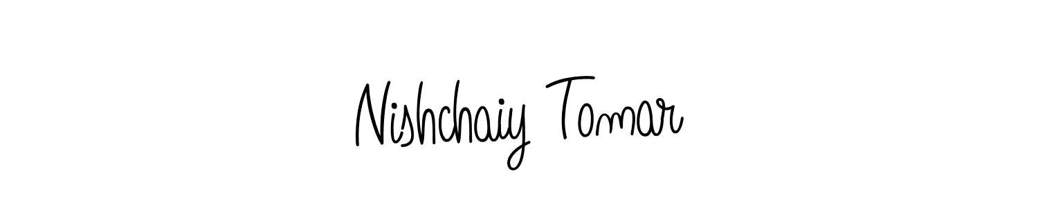 You should practise on your own different ways (Angelique-Rose-font-FFP) to write your name (Nishchaiy Tomar) in signature. don't let someone else do it for you. Nishchaiy Tomar signature style 5 images and pictures png
