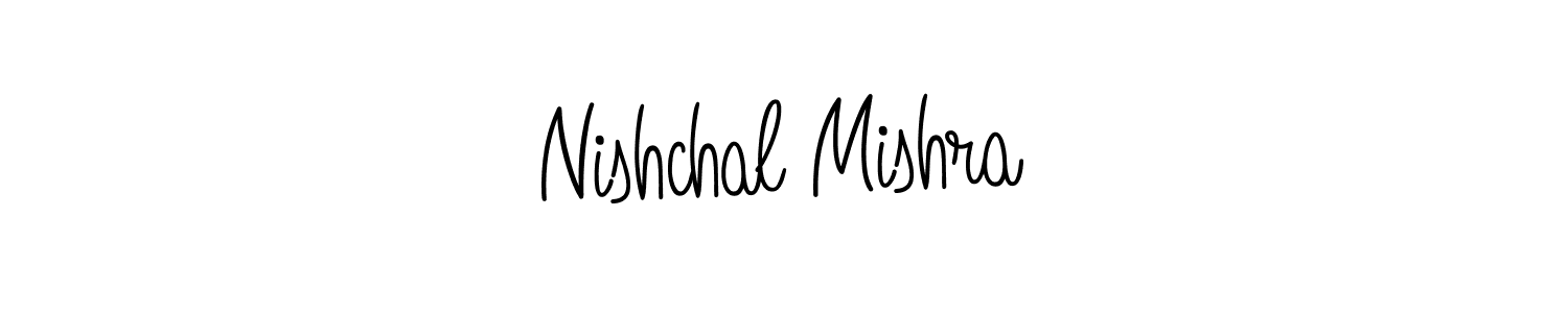 You should practise on your own different ways (Angelique-Rose-font-FFP) to write your name (Nishchal Mishra) in signature. don't let someone else do it for you. Nishchal Mishra signature style 5 images and pictures png