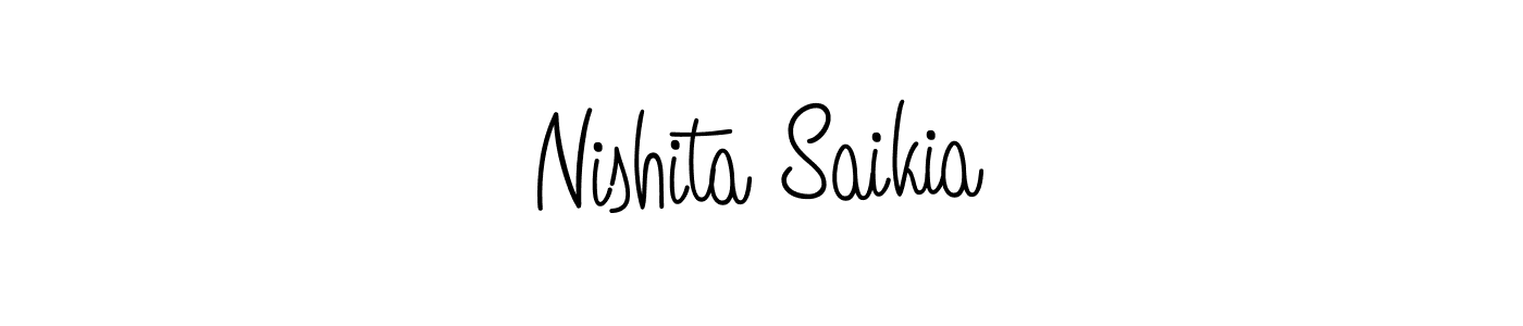 How to make Nishita Saikia name signature. Use Angelique-Rose-font-FFP style for creating short signs online. This is the latest handwritten sign. Nishita Saikia signature style 5 images and pictures png