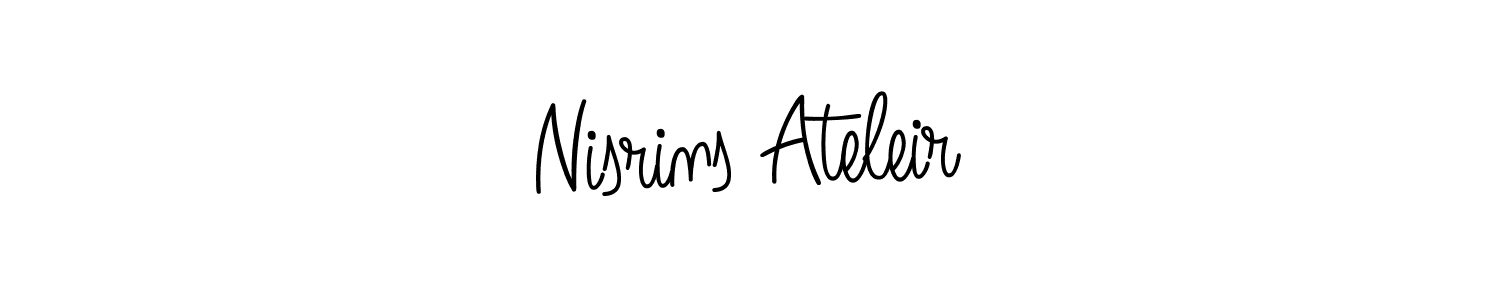 You should practise on your own different ways (Angelique-Rose-font-FFP) to write your name (Nisrins Ateleir) in signature. don't let someone else do it for you. Nisrins Ateleir signature style 5 images and pictures png