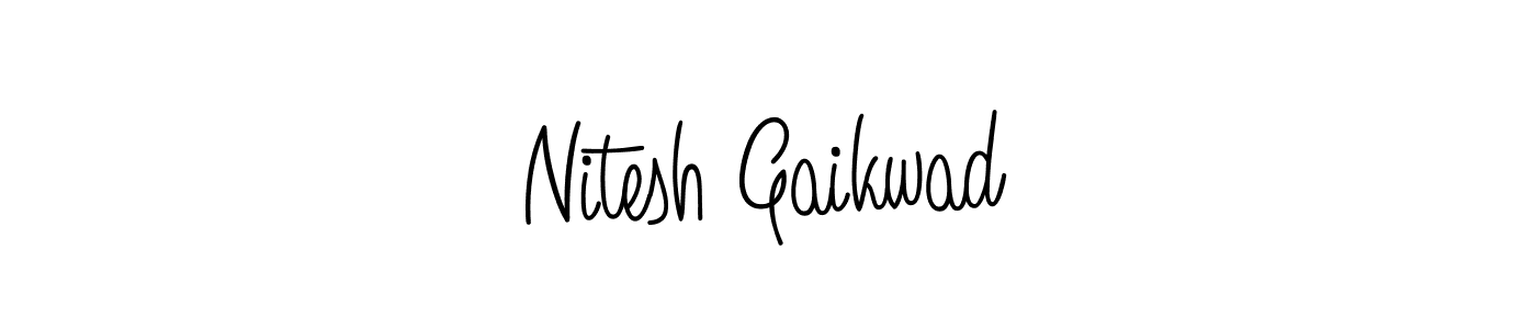 You should practise on your own different ways (Angelique-Rose-font-FFP) to write your name (Nitesh Gaikwad) in signature. don't let someone else do it for you. Nitesh Gaikwad signature style 5 images and pictures png