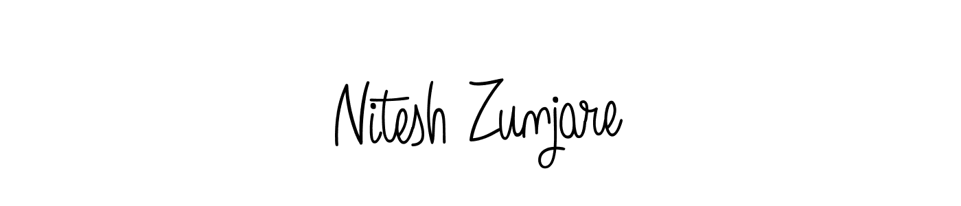 Create a beautiful signature design for name Nitesh Zunjare. With this signature (Angelique-Rose-font-FFP) fonts, you can make a handwritten signature for free. Nitesh Zunjare signature style 5 images and pictures png