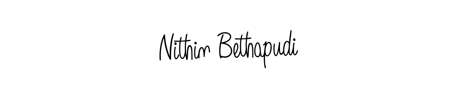 The best way (Angelique-Rose-font-FFP) to make a short signature is to pick only two or three words in your name. The name Nithin Bethapudi include a total of six letters. For converting this name. Nithin Bethapudi signature style 5 images and pictures png