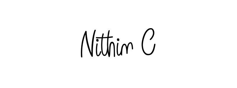 Design your own signature with our free online signature maker. With this signature software, you can create a handwritten (Angelique-Rose-font-FFP) signature for name Nithin C. Nithin C signature style 5 images and pictures png