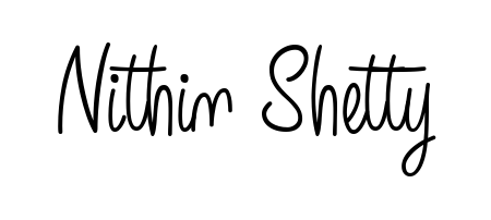 A sleek calligraphic signature for name Nithin Shetty utilizing Angelique-Rose-font-FFP styling. Great for adding personal signatures to photos and art. Nithin Shetty signature style 5 images and pictures png