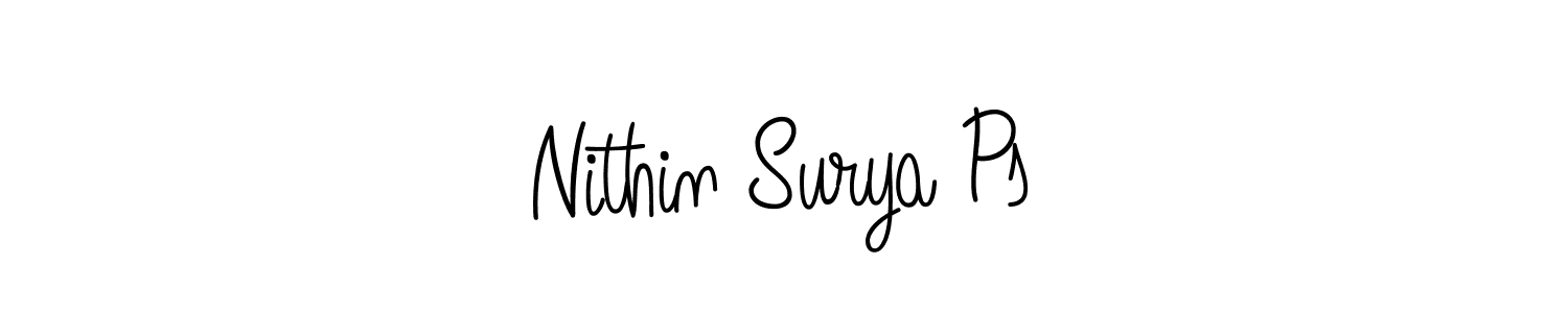 The best way (Angelique-Rose-font-FFP) to make a short signature is to pick only two or three words in your name. The name Nithin Surya Ps include a total of six letters. For converting this name. Nithin Surya Ps signature style 5 images and pictures png
