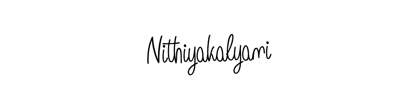 Make a beautiful signature design for name Nithiyakalyani. With this signature (Angelique-Rose-font-FFP) style, you can create a handwritten signature for free. Nithiyakalyani signature style 5 images and pictures png