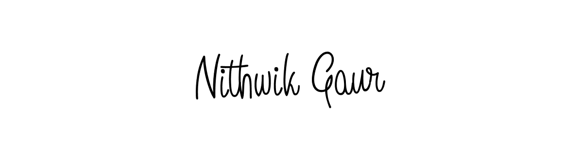 Make a beautiful signature design for name Nithwik Gaur. With this signature (Angelique-Rose-font-FFP) style, you can create a handwritten signature for free. Nithwik Gaur signature style 5 images and pictures png