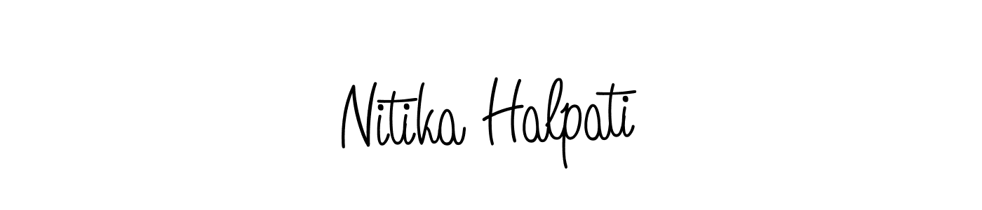 Make a beautiful signature design for name Nitika Halpati. With this signature (Angelique-Rose-font-FFP) style, you can create a handwritten signature for free. Nitika Halpati signature style 5 images and pictures png