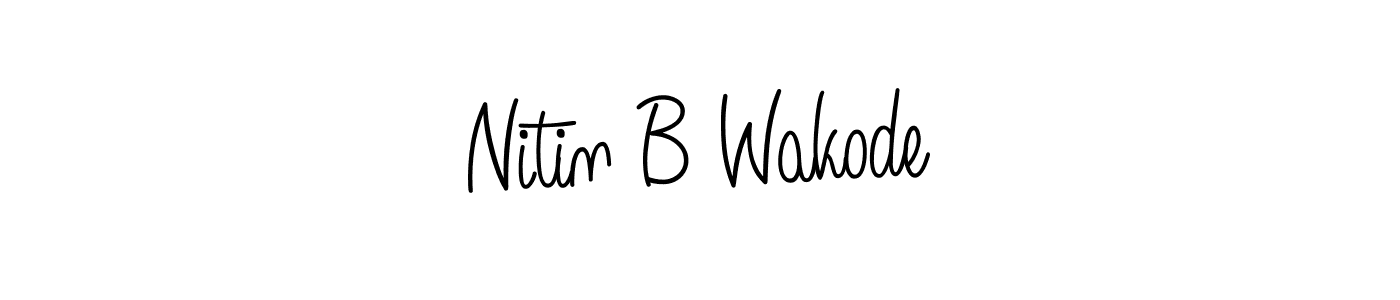How to make Nitin B Wakode name signature. Use Angelique-Rose-font-FFP style for creating short signs online. This is the latest handwritten sign. Nitin B Wakode signature style 5 images and pictures png