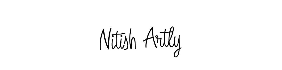 How to make Nitish Artly name signature. Use Angelique-Rose-font-FFP style for creating short signs online. This is the latest handwritten sign. Nitish Artly signature style 5 images and pictures png