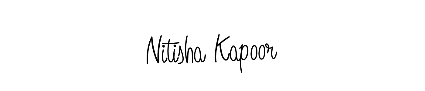 The best way (Angelique-Rose-font-FFP) to make a short signature is to pick only two or three words in your name. The name Nitisha Kapoor include a total of six letters. For converting this name. Nitisha Kapoor signature style 5 images and pictures png