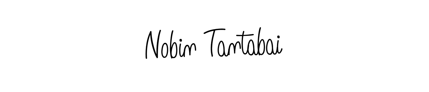 You should practise on your own different ways (Angelique-Rose-font-FFP) to write your name (Nobin Tantabai) in signature. don't let someone else do it for you. Nobin Tantabai signature style 5 images and pictures png