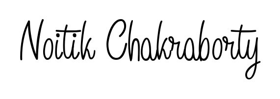 Master the art of signing with Noitik Chakraborty written in fluent Angelique-Rose-font-FFP script. A great template to practice and refine your handwriting. Noitik Chakraborty signature style 5 images and pictures png