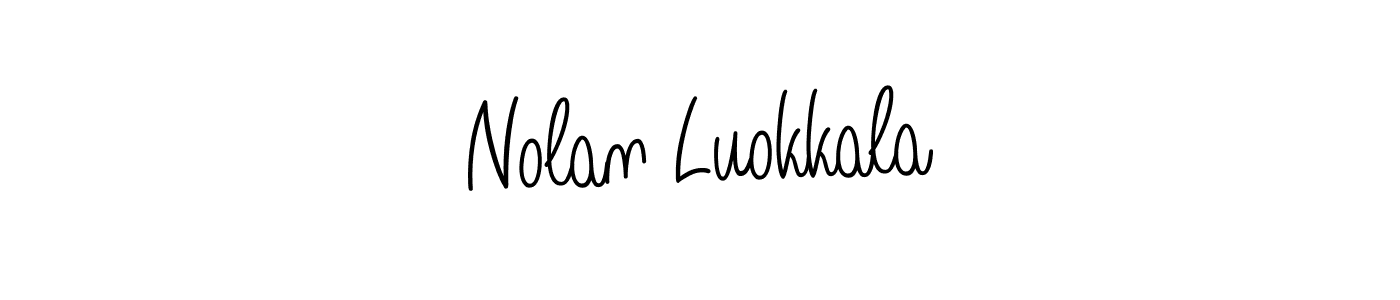 The best way (Angelique-Rose-font-FFP) to make a short signature is to pick only two or three words in your name. The name Nolan Luokkala include a total of six letters. For converting this name. Nolan Luokkala signature style 5 images and pictures png