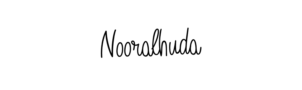 You should practise on your own different ways (Angelique-Rose-font-FFP) to write your name (Nooralhuda) in signature. don't let someone else do it for you. Nooralhuda signature style 5 images and pictures png