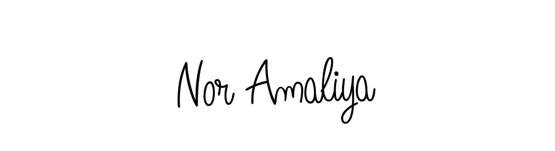 Design your own signature with our free online signature maker. With this signature software, you can create a handwritten (Angelique-Rose-font-FFP) signature for name Nor Amaliya. Nor Amaliya signature style 5 images and pictures png