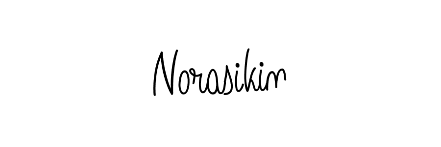 Make a beautiful signature design for name Norasikin. With this signature (Angelique-Rose-font-FFP) style, you can create a handwritten signature for free. Norasikin signature style 5 images and pictures png