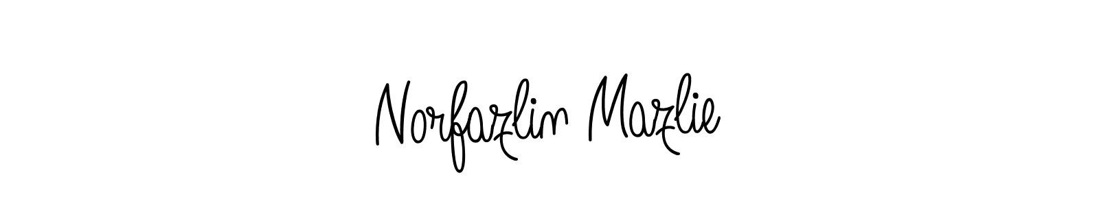 Use a signature maker to create a handwritten signature online. With this signature software, you can design (Angelique-Rose-font-FFP) your own signature for name Norfazlin Mazlie. Norfazlin Mazlie signature style 5 images and pictures png