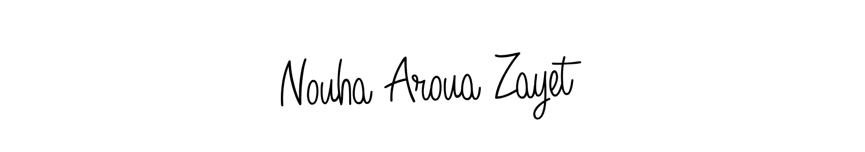 How to make Nouha Aroua Zayet name signature. Use Angelique-Rose-font-FFP style for creating short signs online. This is the latest handwritten sign. Nouha Aroua Zayet signature style 5 images and pictures png