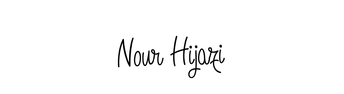 You should practise on your own different ways (Angelique-Rose-font-FFP) to write your name (Nour Hijazi) in signature. don't let someone else do it for you. Nour Hijazi signature style 5 images and pictures png
