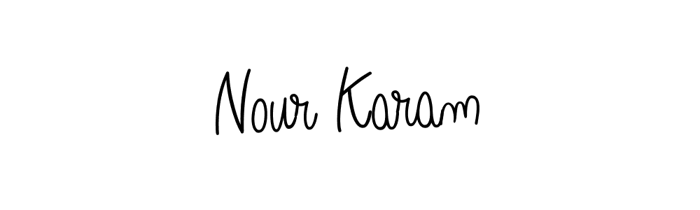Angelique-Rose-font-FFP is a professional signature style that is perfect for those who want to add a touch of class to their signature. It is also a great choice for those who want to make their signature more unique. Get Nour Karam name to fancy signature for free. Nour Karam signature style 5 images and pictures png