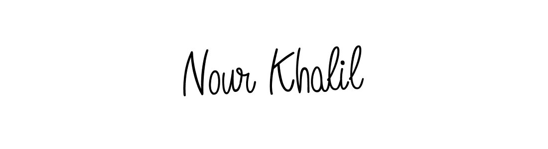 Use a signature maker to create a handwritten signature online. With this signature software, you can design (Angelique-Rose-font-FFP) your own signature for name Nour Khalil. Nour Khalil signature style 5 images and pictures png