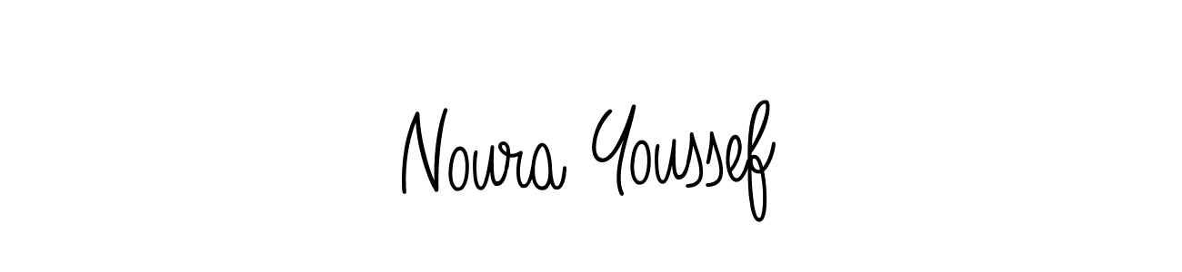 You should practise on your own different ways (Angelique-Rose-font-FFP) to write your name (Noura Youssef) in signature. don't let someone else do it for you. Noura Youssef signature style 5 images and pictures png