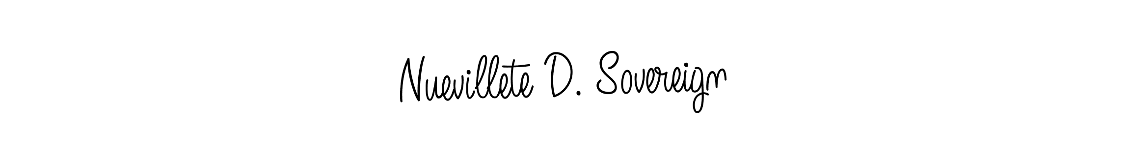 Create a beautiful signature design for name Nuevillete D. Sovereign. With this signature (Angelique-Rose-font-FFP) fonts, you can make a handwritten signature for free. Nuevillete D. Sovereign signature style 5 images and pictures png