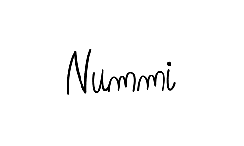 Make a beautiful signature design for name Nummi. With this signature (Angelique-Rose-font-FFP) style, you can create a handwritten signature for free. Nummi signature style 5 images and pictures png