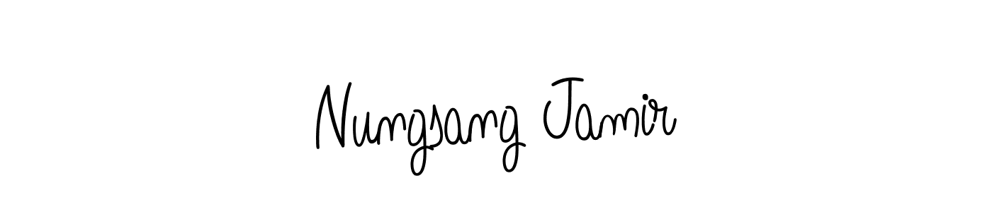 The best way (Angelique-Rose-font-FFP) to make a short signature is to pick only two or three words in your name. The name Nungsang Jamir include a total of six letters. For converting this name. Nungsang Jamir signature style 5 images and pictures png