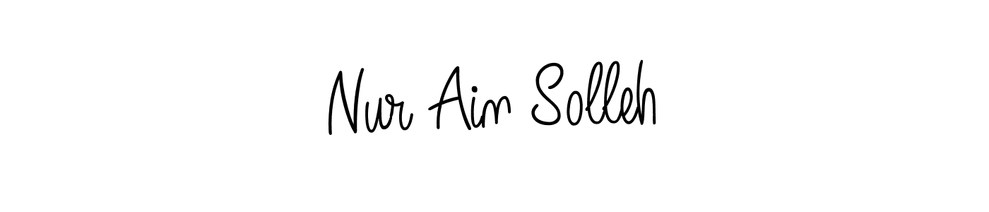 Make a beautiful signature design for name Nur Ain Solleh. With this signature (Angelique-Rose-font-FFP) style, you can create a handwritten signature for free. Nur Ain Solleh signature style 5 images and pictures png