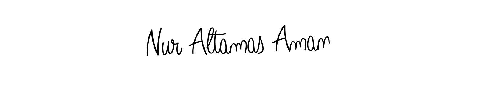 You should practise on your own different ways (Angelique-Rose-font-FFP) to write your name (Nur Altamas Aman) in signature. don't let someone else do it for you. Nur Altamas Aman signature style 5 images and pictures png