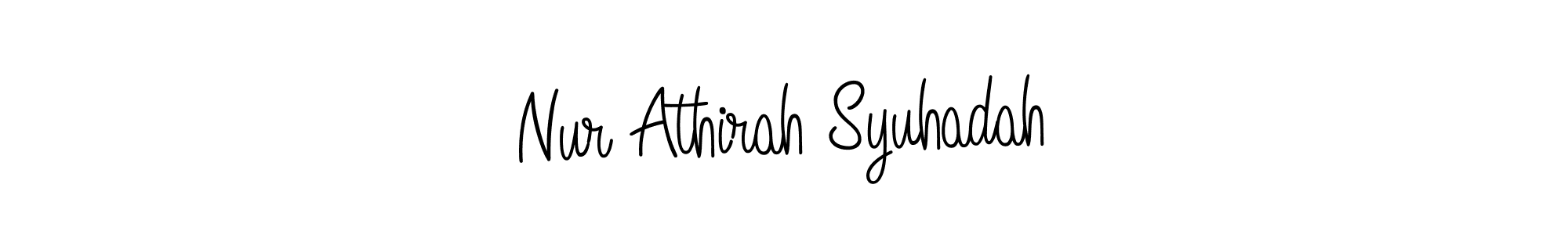 The best way (Angelique-Rose-font-FFP) to make a short signature is to pick only two or three words in your name. The name Nur Athirah Syuhadah include a total of six letters. For converting this name. Nur Athirah Syuhadah signature style 5 images and pictures png