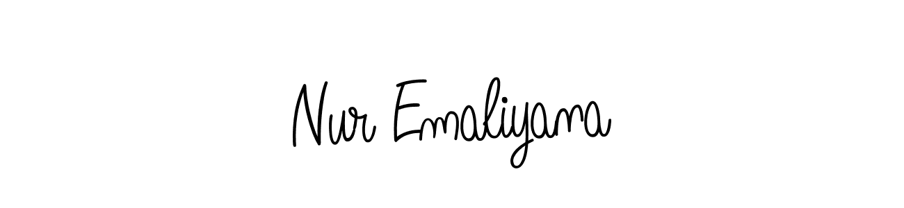 You should practise on your own different ways (Angelique-Rose-font-FFP) to write your name (Nur Emaliyana) in signature. don't let someone else do it for you. Nur Emaliyana signature style 5 images and pictures png