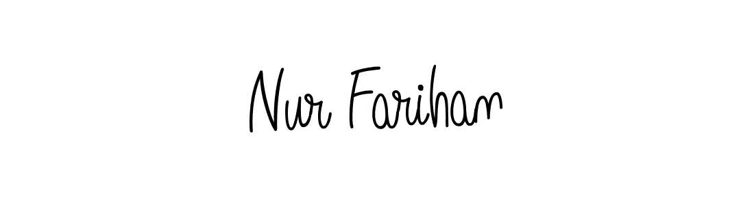 Make a beautiful signature design for name Nur Farihan. With this signature (Angelique-Rose-font-FFP) style, you can create a handwritten signature for free. Nur Farihan signature style 5 images and pictures png