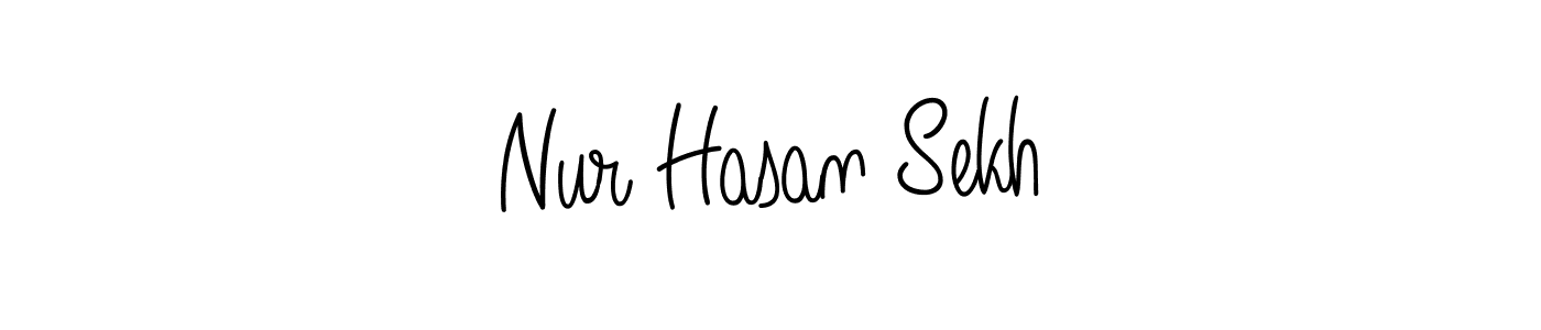 How to make Nur Hasan Sekh name signature. Use Angelique-Rose-font-FFP style for creating short signs online. This is the latest handwritten sign. Nur Hasan Sekh signature style 5 images and pictures png